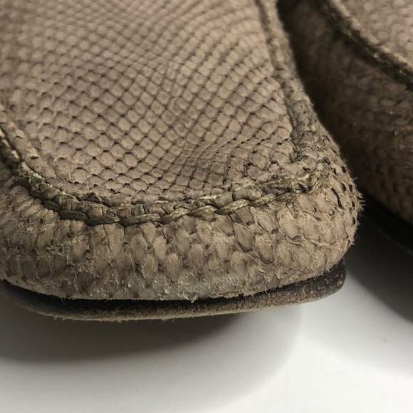 Brioni Taupe Suede Python Slip-On Loafers 43 Italy - Picture 2 of 13